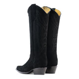 Bota Alta Vaquera De Piel Gamuza Para Dama Scarlett Color Negro