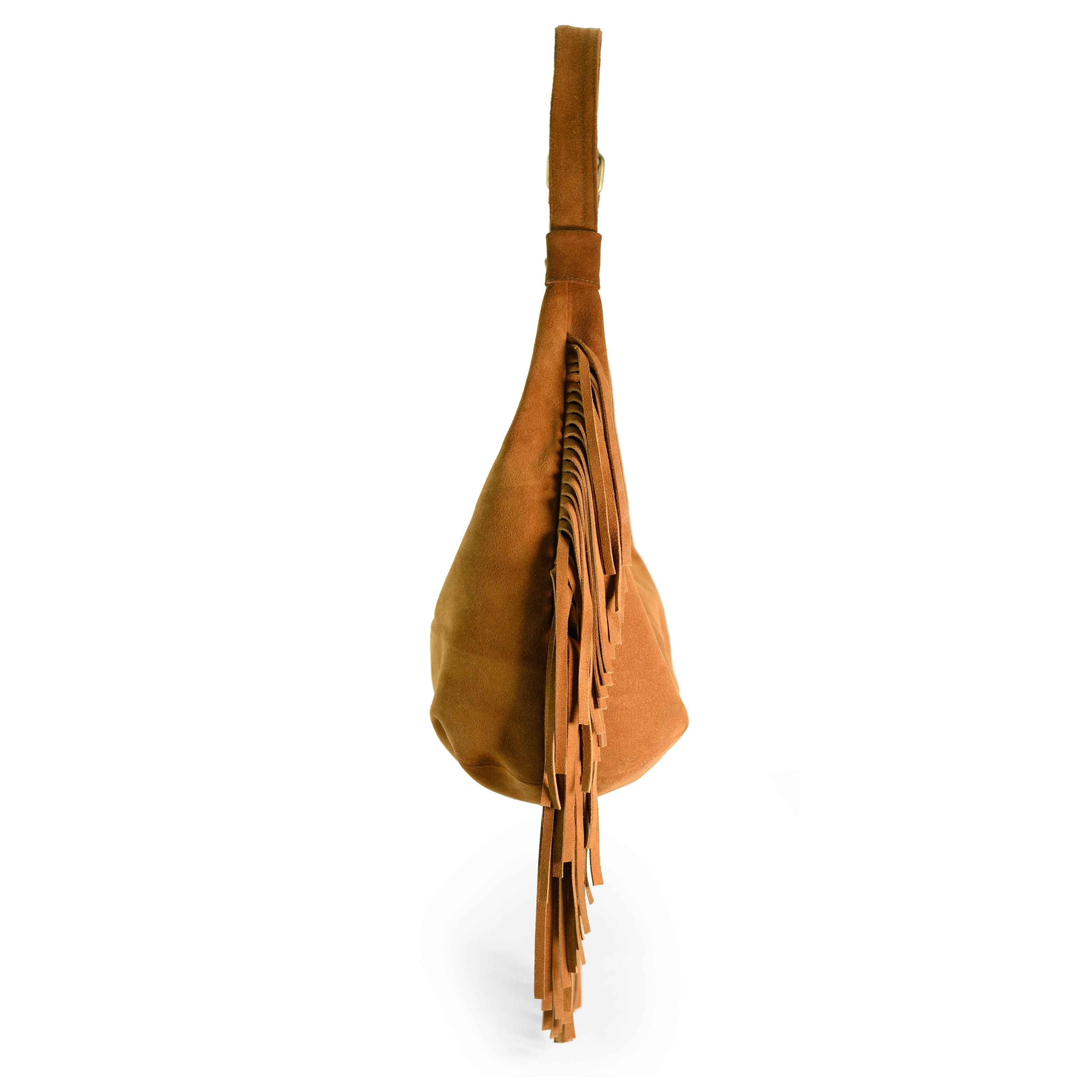 Bolso Boho Luna de Piel Gamuza Tan