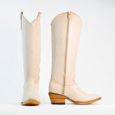 Bota Alta Vaquera De Piel Para Dama Scarlett Color Hueso