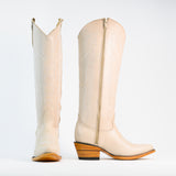 Bota Alta Vaquera De Piel Para Dama Scarlett Color Hueso