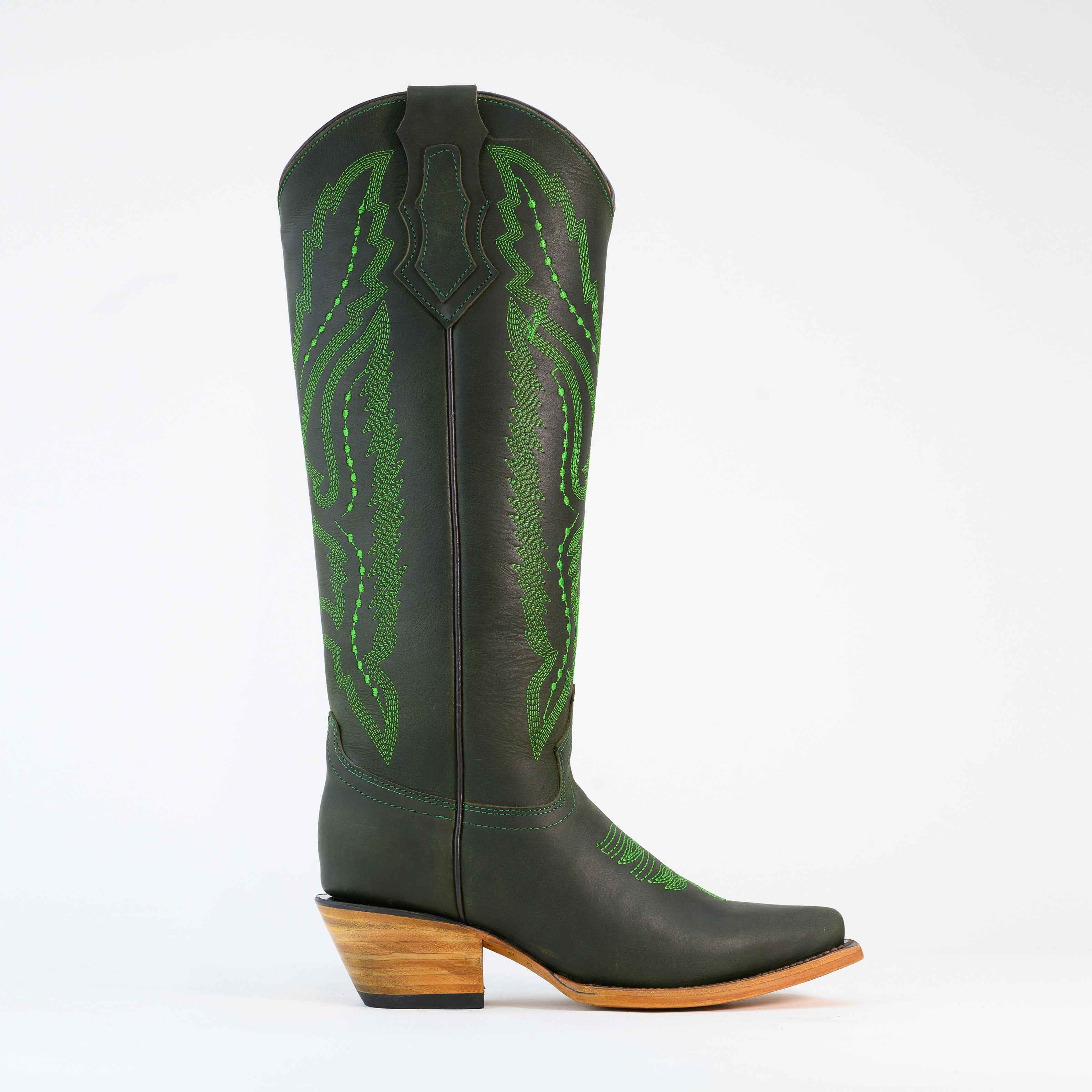 Bota Alta Vaquera de Piel para Dama Scarlet Negra