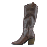 Bota Alta Tipo Vaquera de Piel Cafe