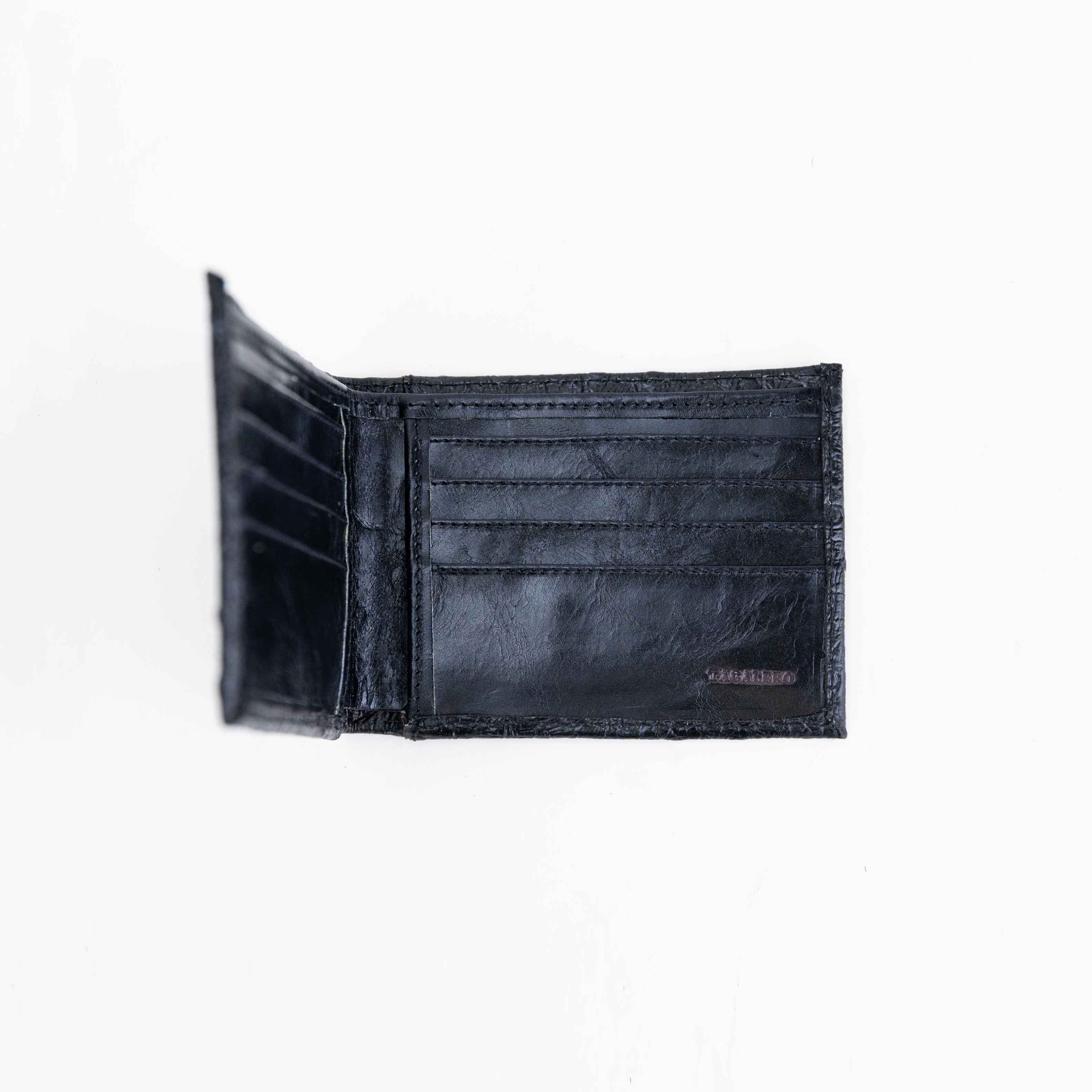 Cartera de Piel tipo Avestruz Negra