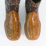 Bota Jason Pitón Vaquera Semi Cuadrada Hombre Color Café