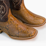 Bota Jason Pitón Vaquera Semi Cuadrada Hombre Color Café