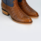 Bota Liam Vaquera Hombre Semi redonda Caiman con tubo Azul