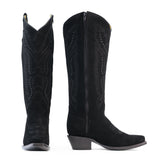 Bota Alta Vaquera De Piel Gamuza Para Dama Scarlet Color Negro