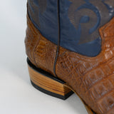 Bota Liam Vaquera Hombre Semi redonda Caiman con tubo Azul