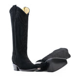 Bota Alta Vaquera De Piel Gamuza Para Dama Scarlet Color Negro