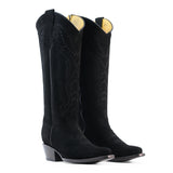 Bota Alta Vaquera De Piel Gamuza Para Dama Scarlet Color Negro