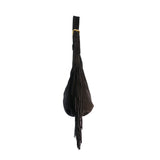 Bolso Boho Media Luna de Piel Gamuza Negro