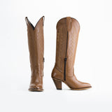 Destiny Women's High Cowboy Boot Brown Leather