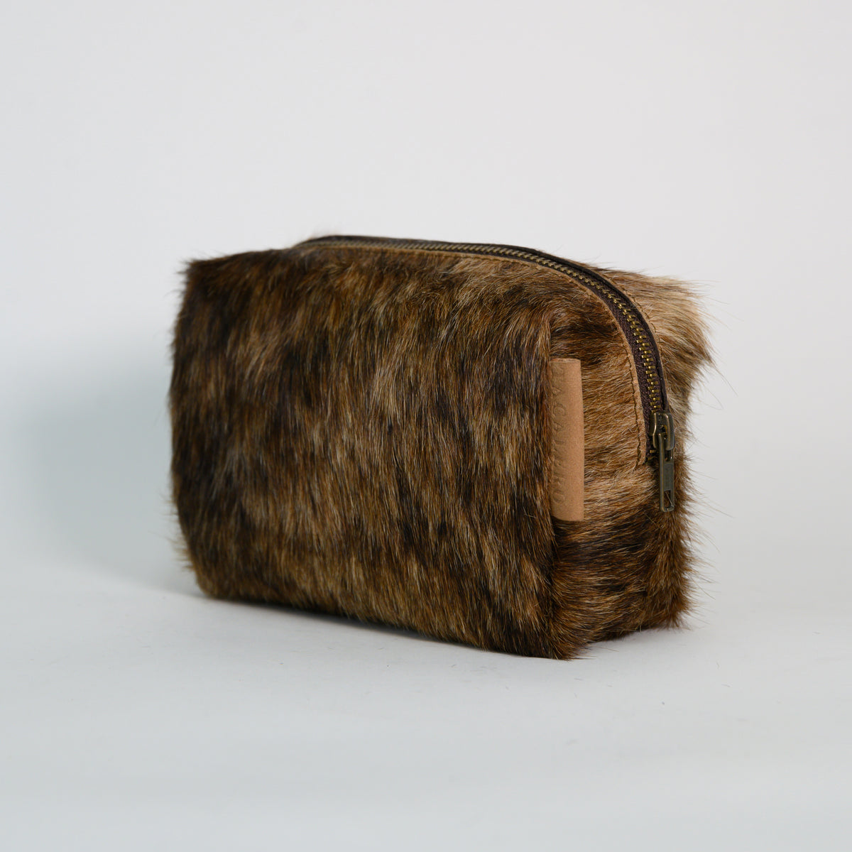 Leather Cosmetic Bag with Hair