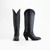 Destiny Women's High Black Leather Cowboy Boot 