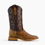 Bota Jason Pitón Vaquera Semi Cuadrada Hombre Color Café