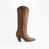 Destiny Women's High Cowboy Boot Brown Leather