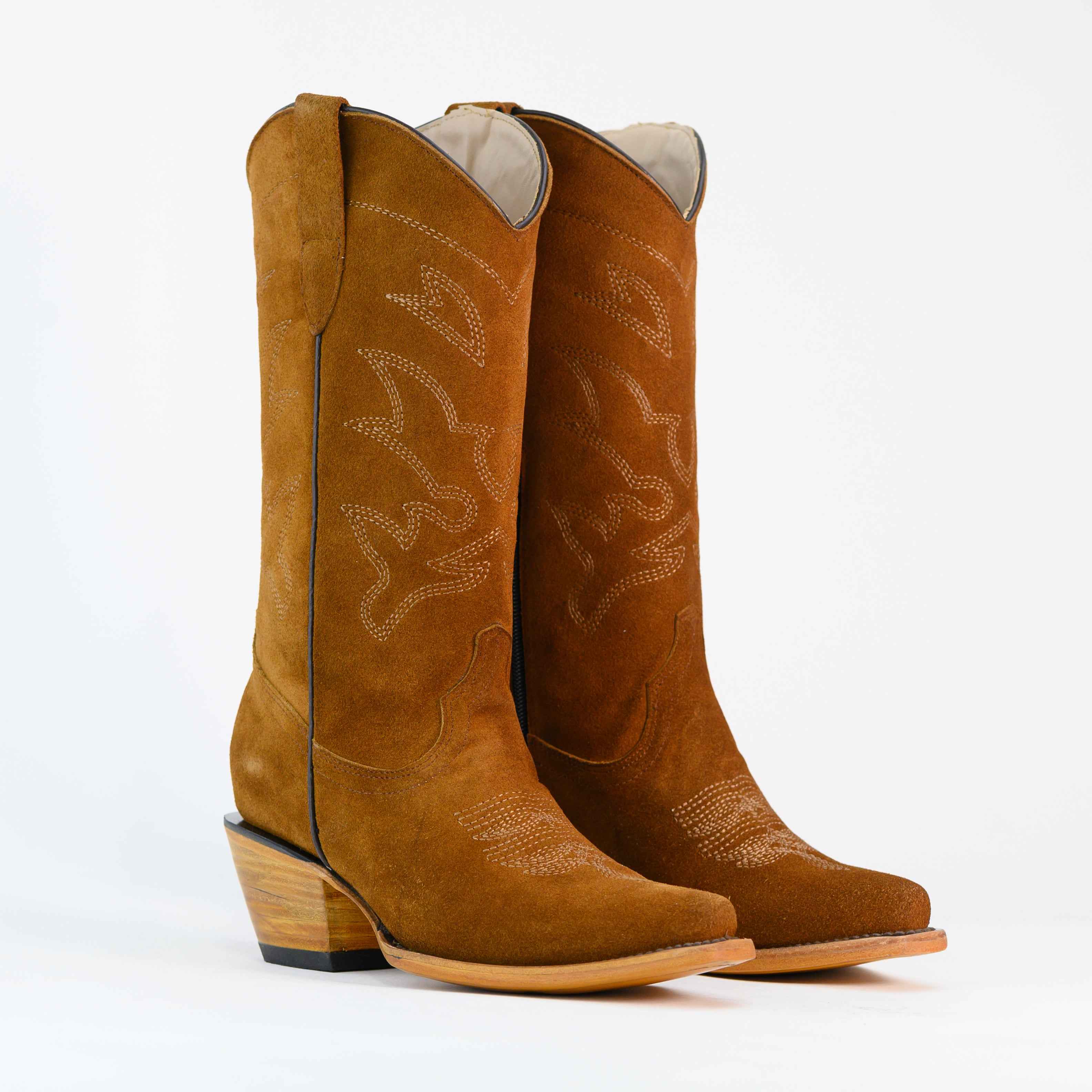 Bota Vaquera de Piel para Dama Amelia Tan