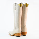 Bota Alta Vaquera De Piel Para Dama Scarlett Color Hueso