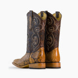 Bota Jason Pitón Vaquera Semi Cuadrada Hombre Color Café