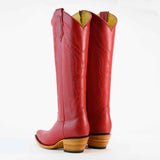 Bota Alta Vaquera De Piel Para Dama Scarlet Roja