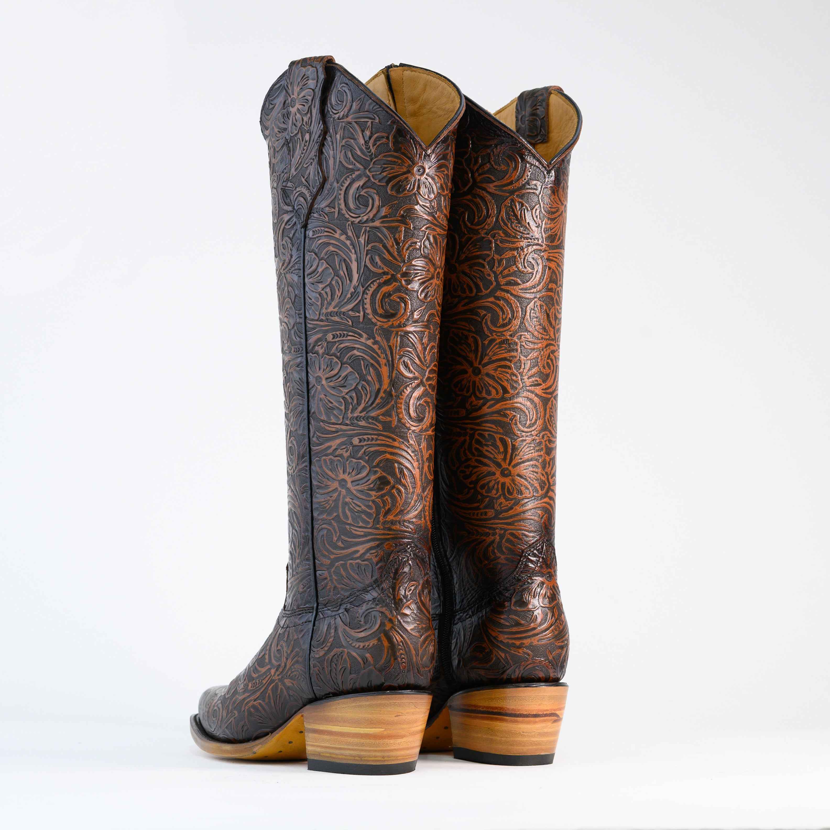 Bota Alta Vaquera de Piel para Dama Victoria Café