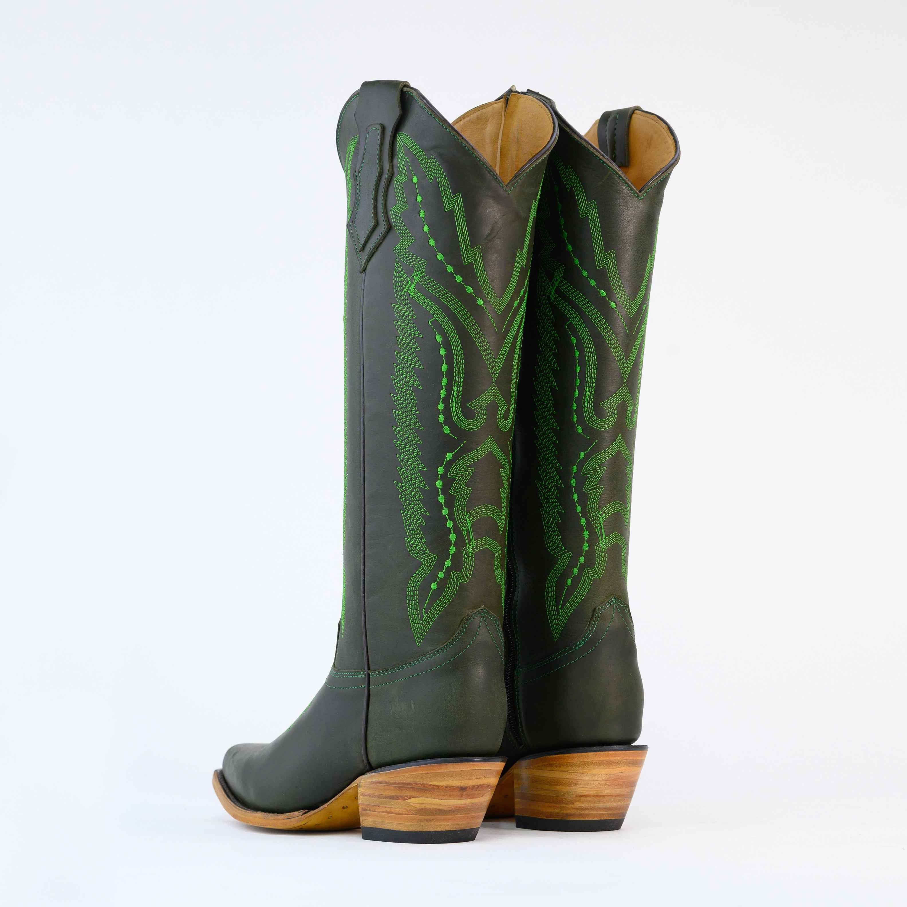 Bota Alta Vaquera de Piel para Dama Scarlet Negra