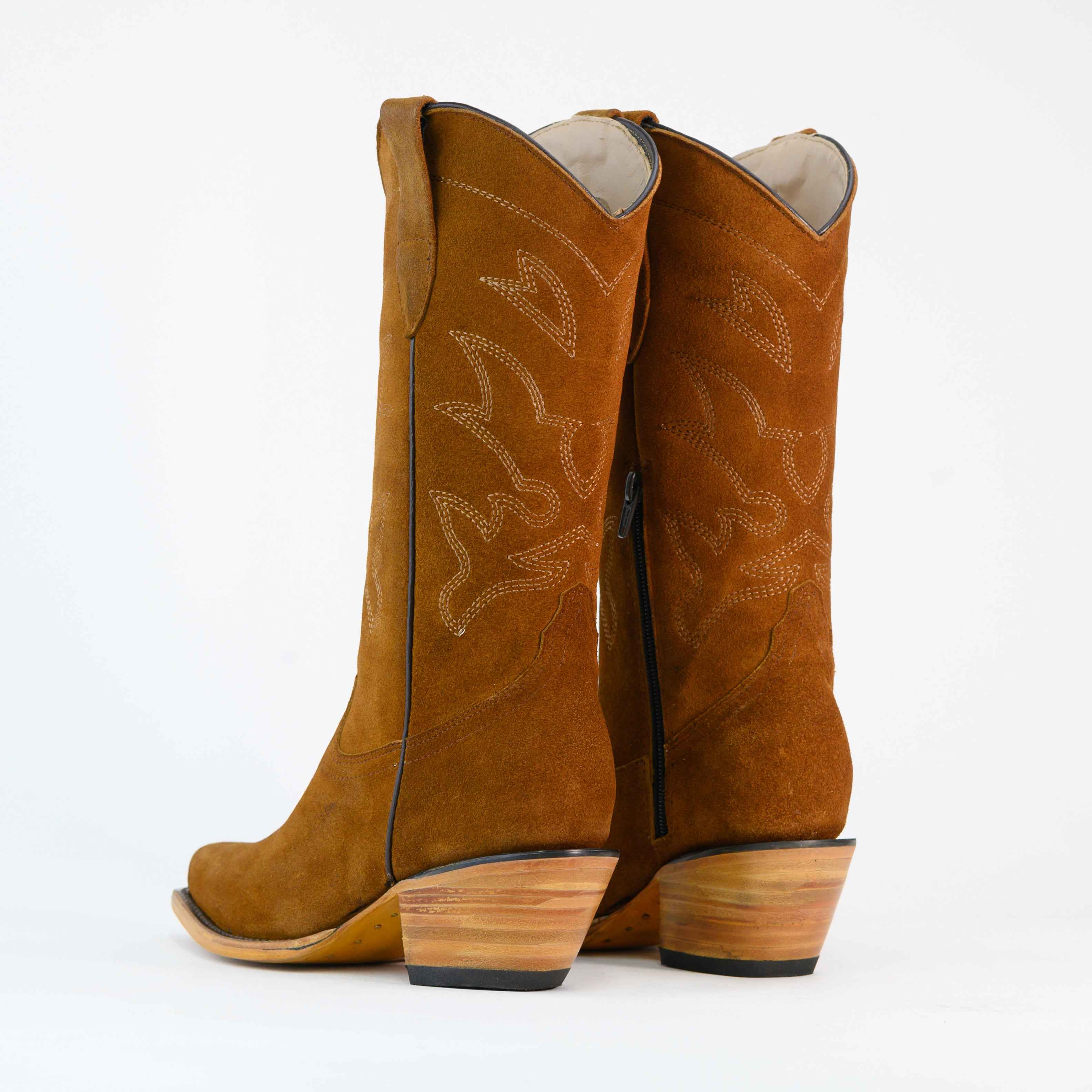 Bota Vaquera de Piel para Dama Amelia Tan