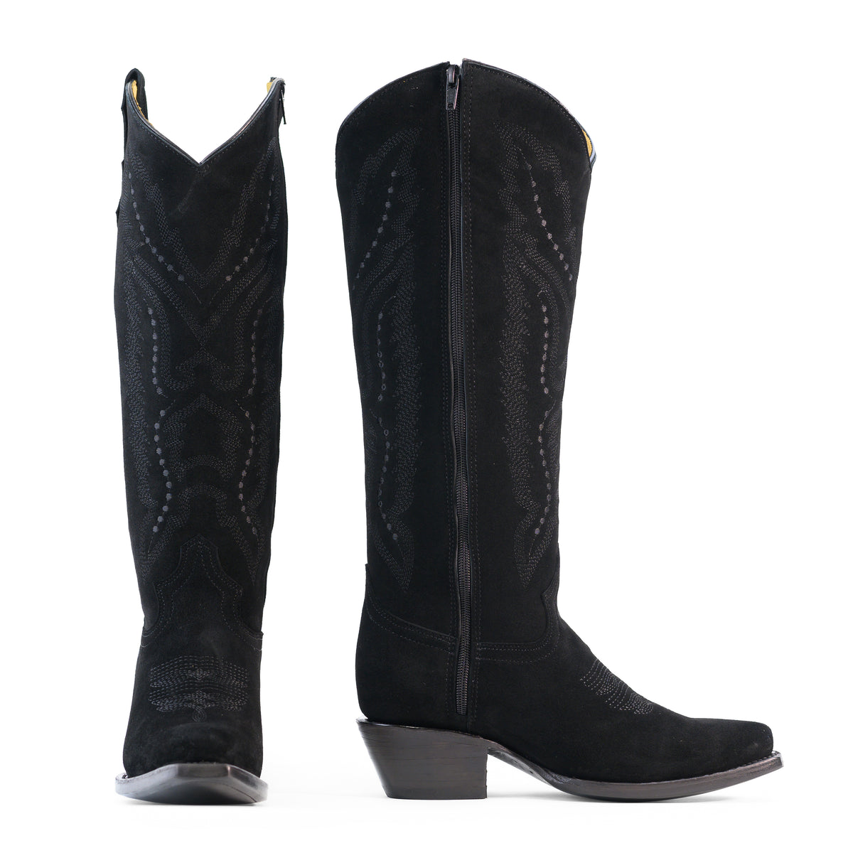 Bota Alta Vaquera De Piel Gamuza Para Dama Scarlet Color Negro