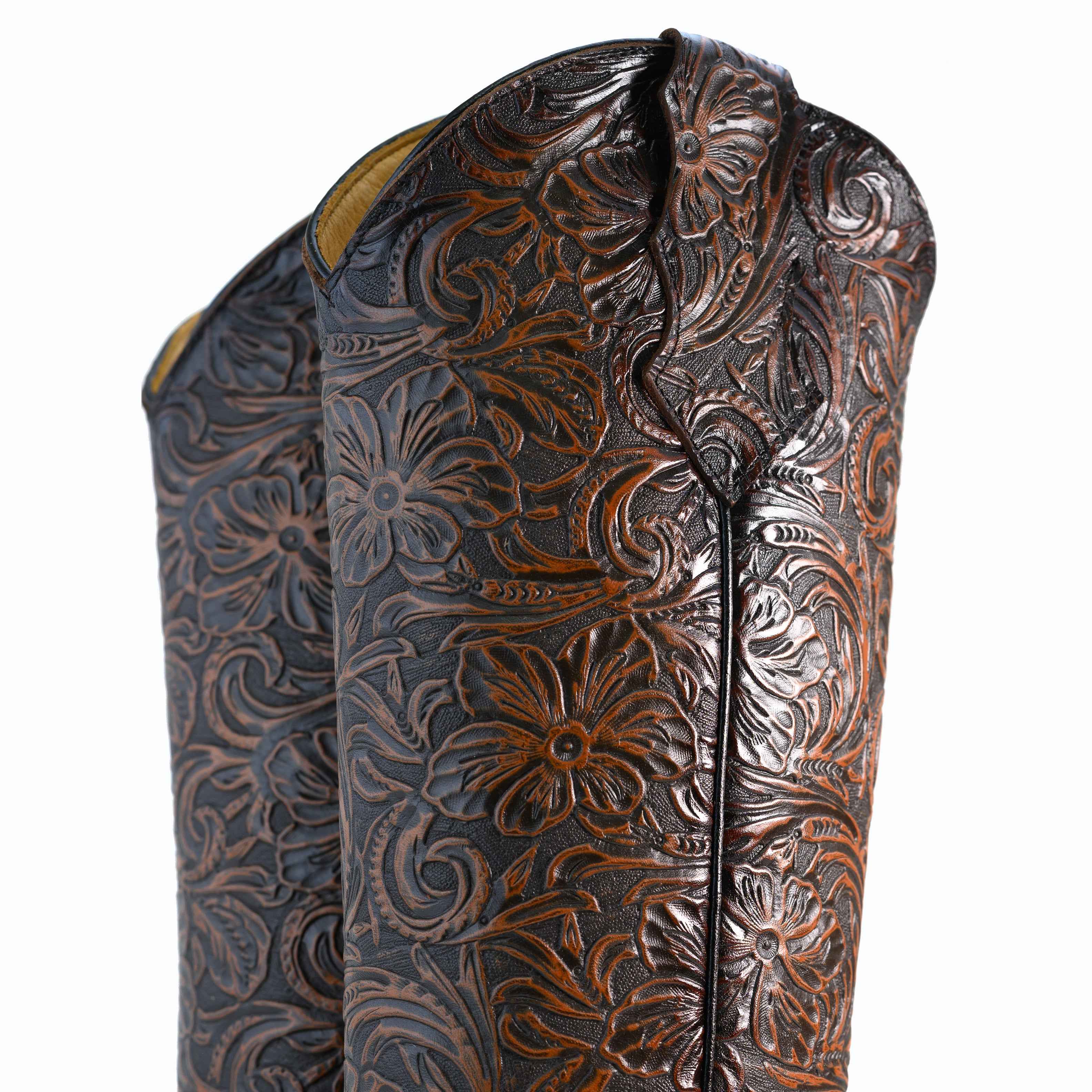 Bota Alta Vaquera de Piel para Dama Victoria Café