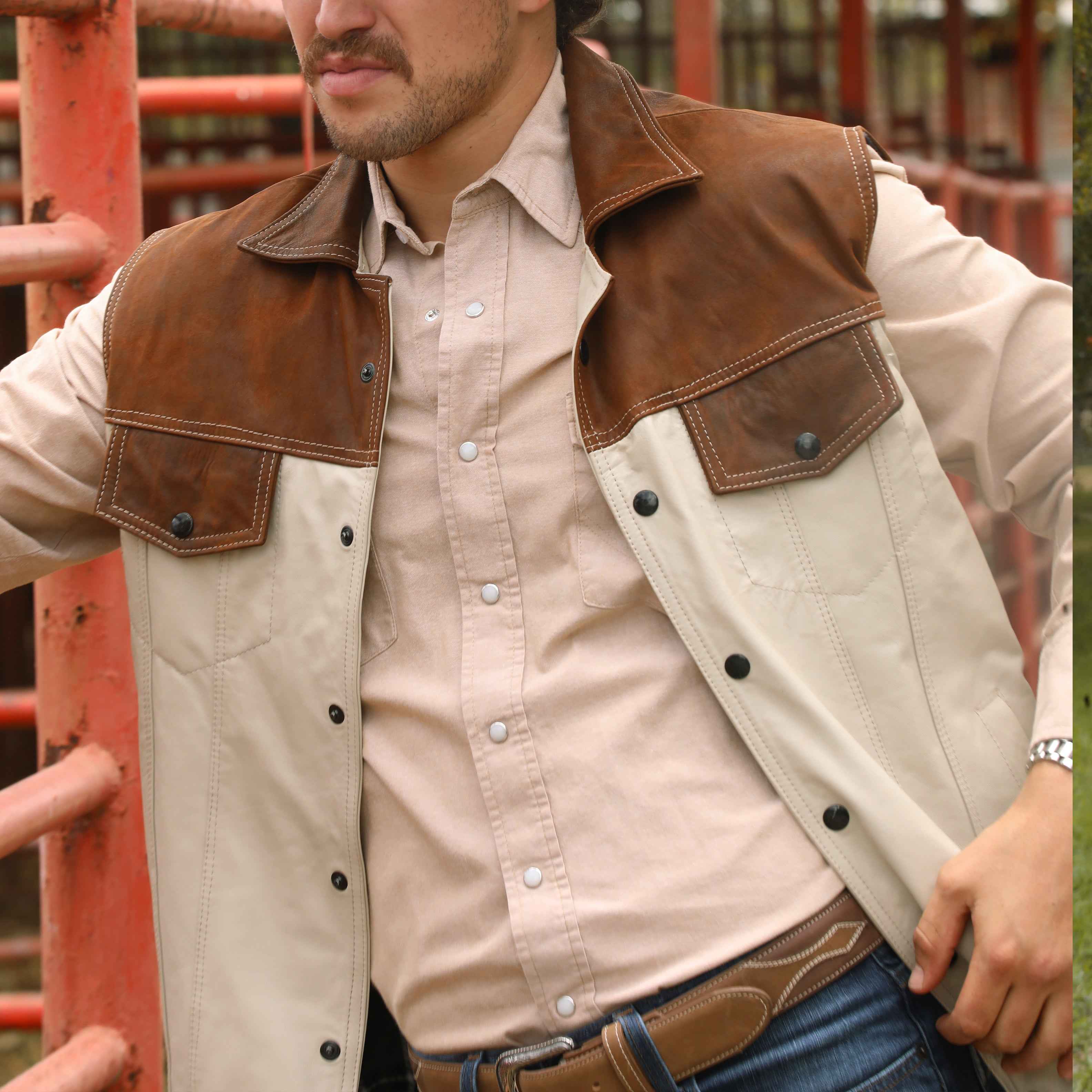 Chaleco De PIEL Vaquero