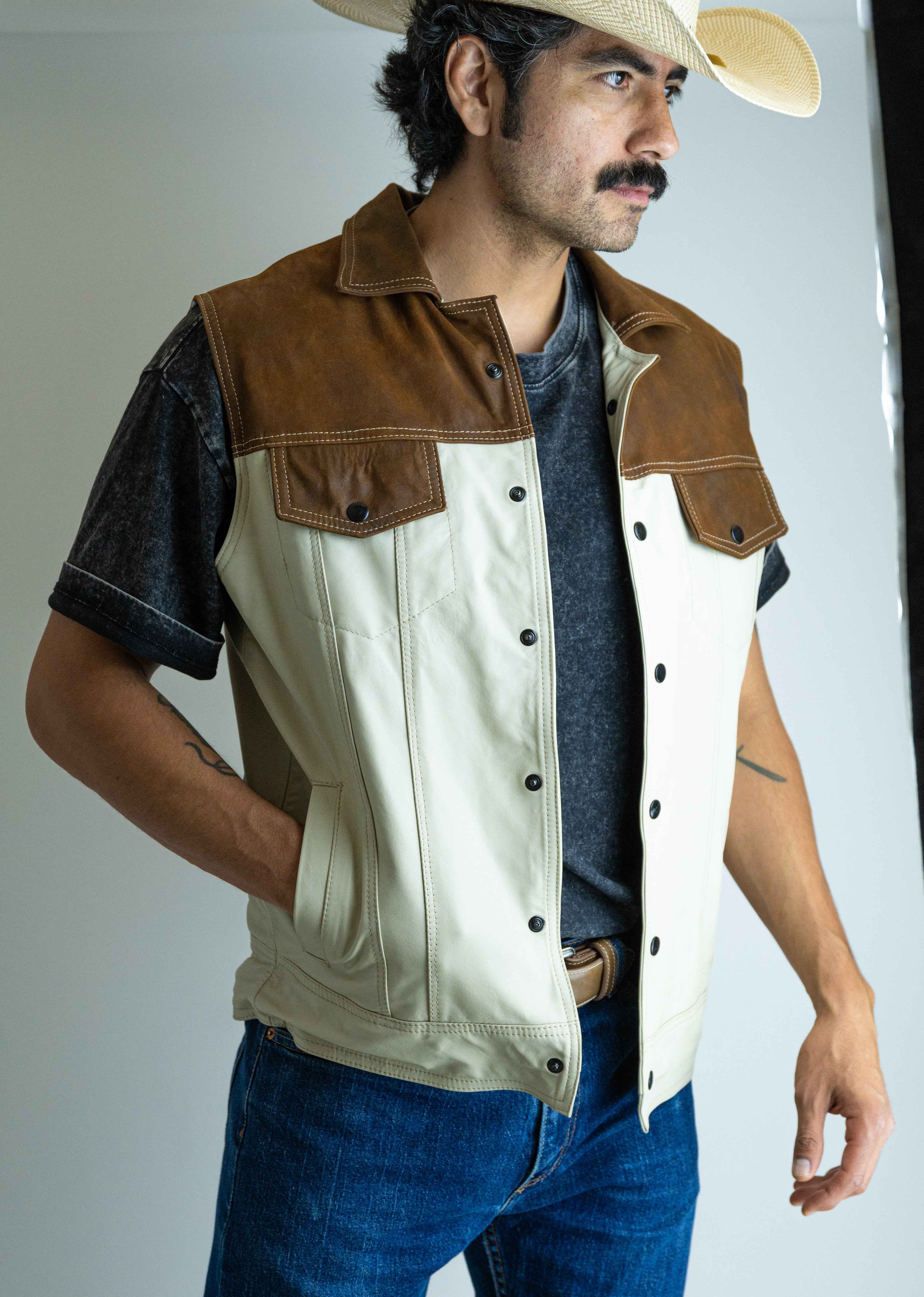 Chaleco De PIEL Vaquero