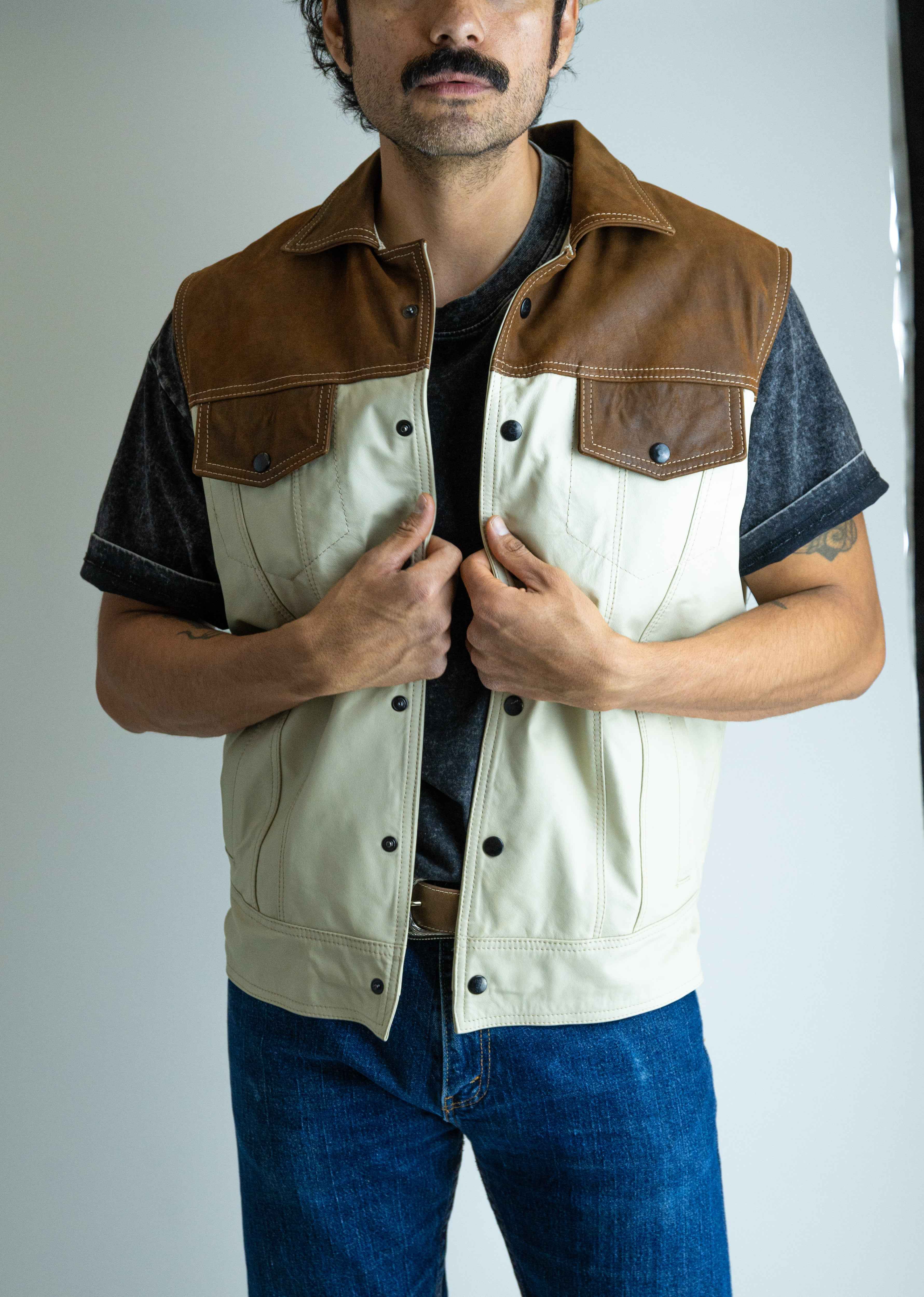 Chaleco De PIEL Vaquero