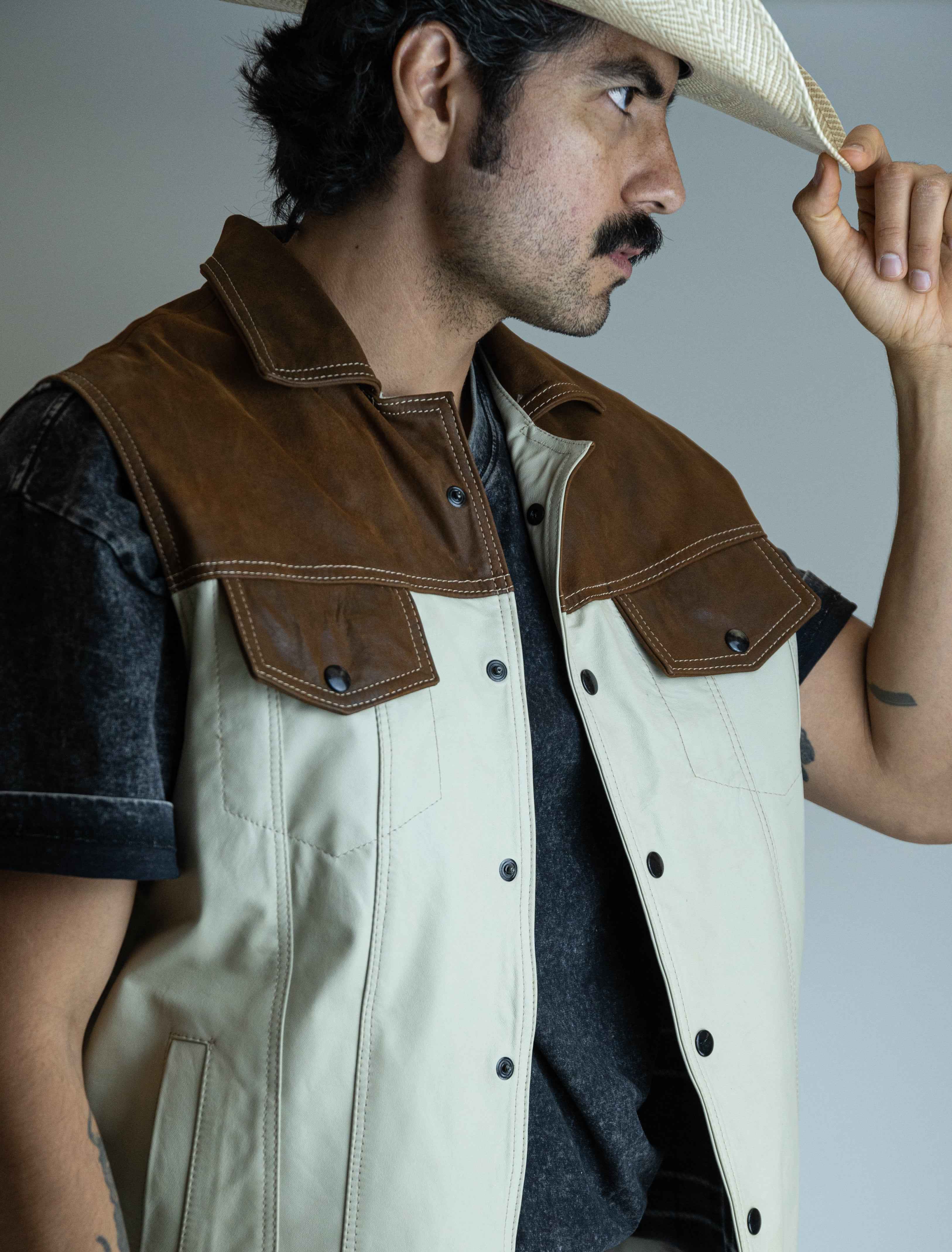 Chaleco De PIEL Vaquero