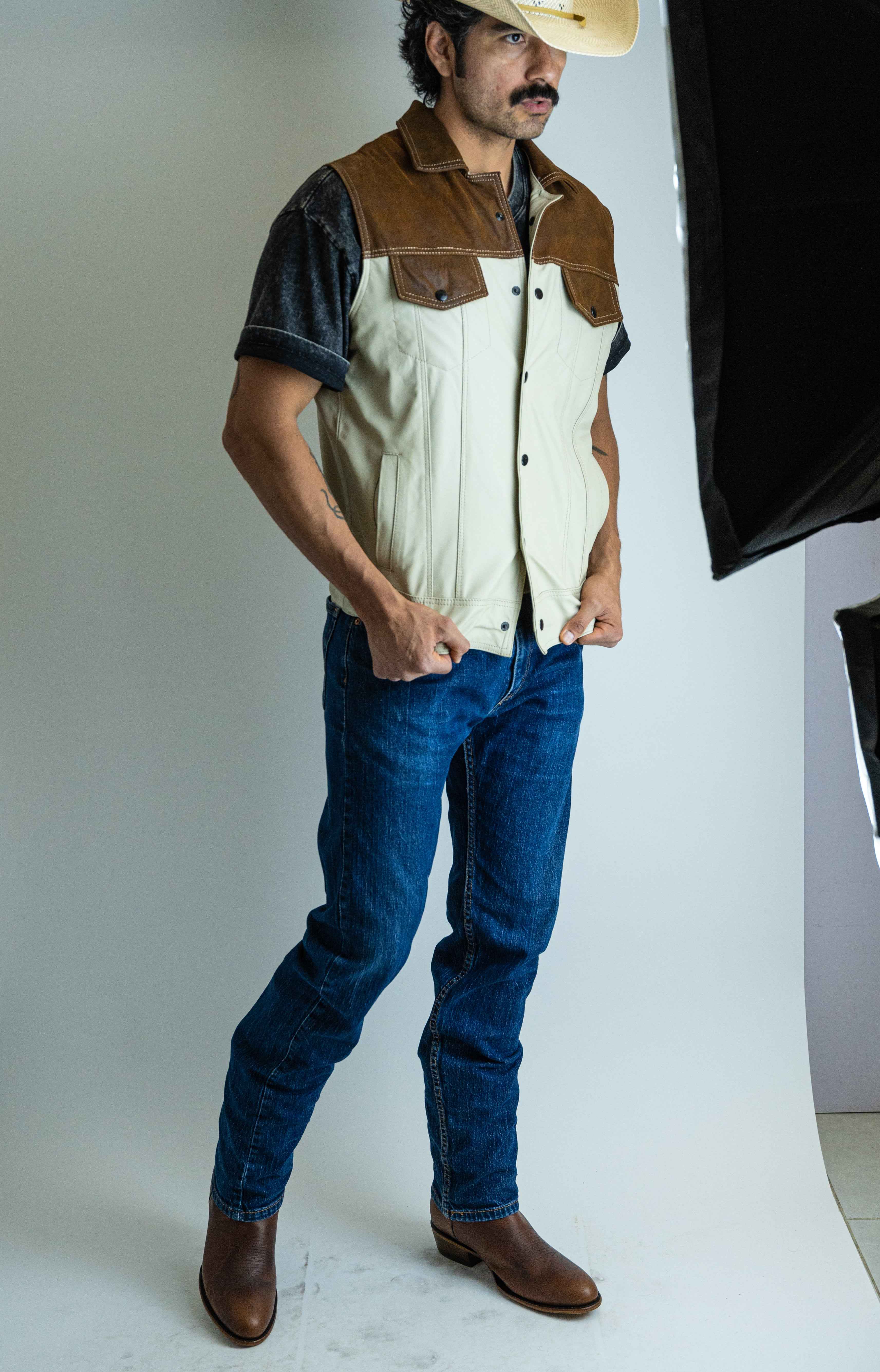 Chaleco De PIEL Vaquero