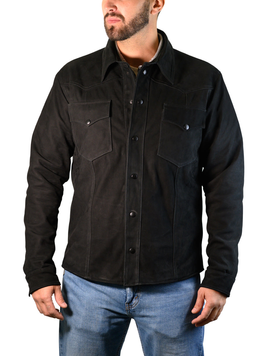 Suede Western Jacket – Chest Pockets & Cowboy Detailing